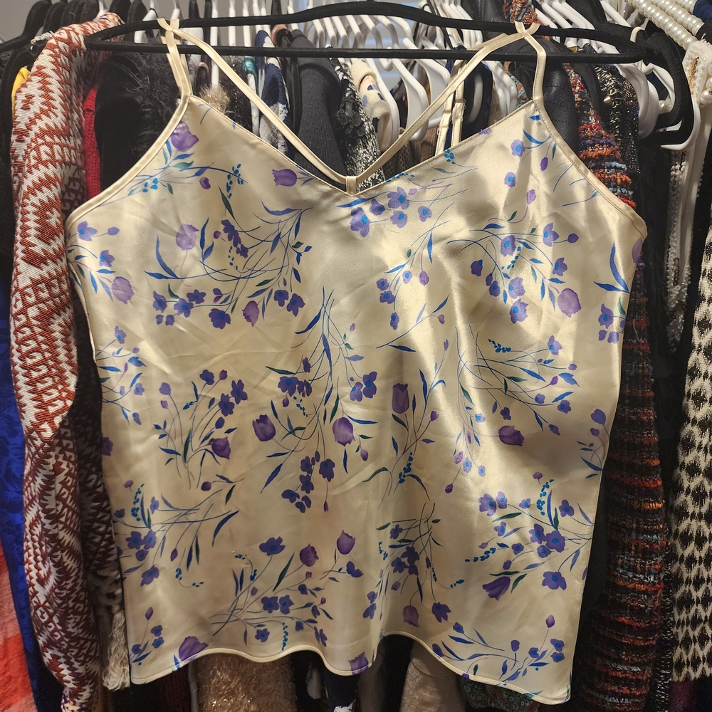 Warner's Cream Floral Satin Camisole